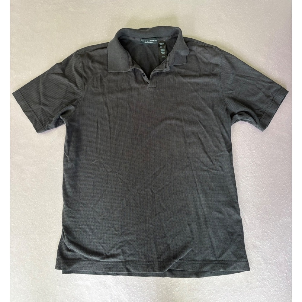 Crazy Horse Pima Cotton Polo Shirt Casual Short Sleeve Top Gray L‎